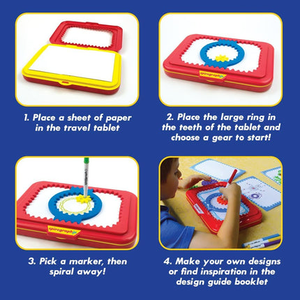 Jumbo Gears Spiral Drawing Art Kit Retro Design Toy for Kids Ages 3+