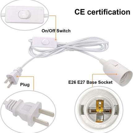 2 Pack Plug-in Hanging Light Kit – E26/E27 Industrial Pendant with On/Off Switch