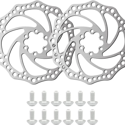 2Pcs 160mm Bike Disc Brake Rotors, 6-Bolt Stainless Steel MTB Road BMX Rotors