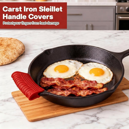 2-Pairs Silicone Pot Handle Holders, Heat-Resistant Non-Slip Skillet & Pan Covers