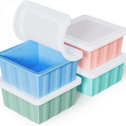 4-Pack Silicone Freezer Trays for Soup – 2-Cup Portions with Lids