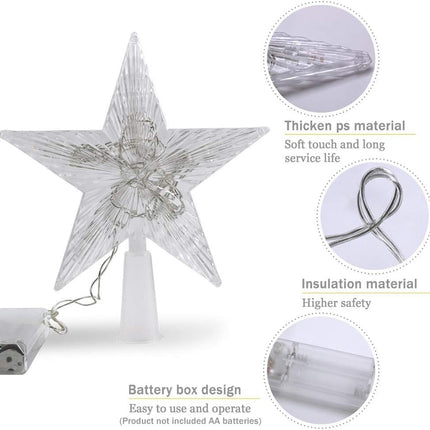 LED 6" Christmas Tree Topper Star – Rustic Battery Lighted Holiday Decor
