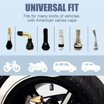 Tire Valve Stem Cap Cover (5 Pack) – Metal with Plastic Liner, Leak-Proof, Black