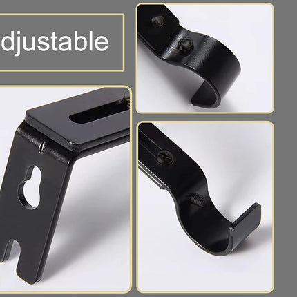 2 Pack Curtain Rod Brackets Adjustable Wall Mount Holders for 1 Inch Rod