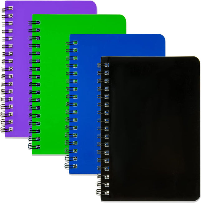 4-Pack Spiral Pocket Notebooks 4.2"x6.1" – Small Notepads for Notes