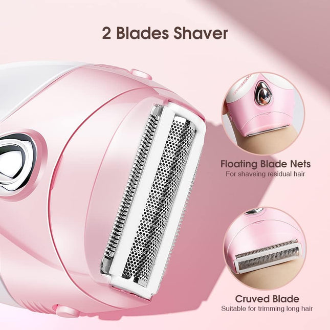 3-Blade Electric Shaver for Women, Waterproof Bikini Trimmer, Wet & Dry Body Razor, Pink