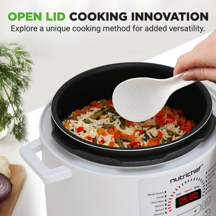 White Electric Pressure Cooker 6 Quart Countertop Multi Function Cooker