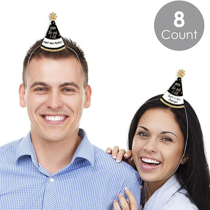 8-Pc Gold Mini 2026 New Year Party Hats – Small NYE Cone Hats Set