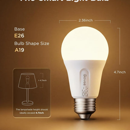 Smart A19 LED Light Bulbs 2-Pack, 75W 1000LM RGBWW E26 Color Changing, Matter