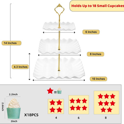 3 Tier Dessert Cupcake Stand White Plastic Serving Tray Tea Party Wedding