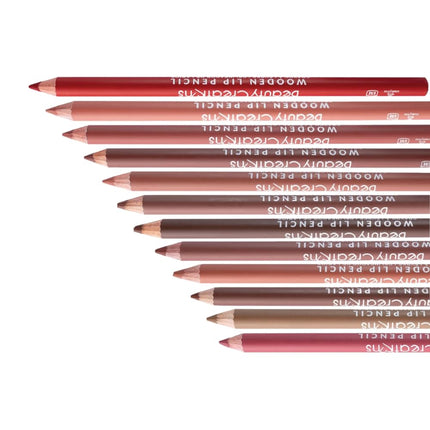 12-Color Wooden Lip Liner Set – Soft Matte, High Pigment & Long-Wear