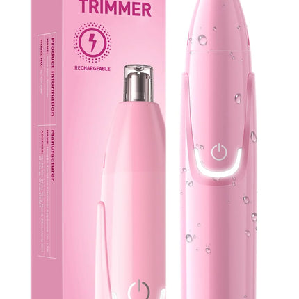 Rechargeable Ear & Nose Hair Trimmer 2026 – Painless, Dual-Edge Blades, Pink