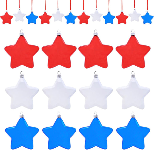 12PCS Five-Pointed Star Hanging Ornaments – Christmas & Independence Day Decor