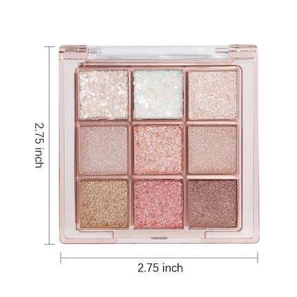 9 Color Sparkle Eyeshadow Palette Shimmer Neutral Waterproof Makeup Kit