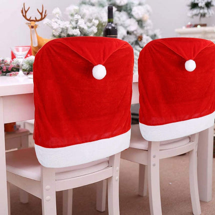4-Pack Red Hat Chair Covers – Christmas Dining Chair Slipcovers Holiday Decor