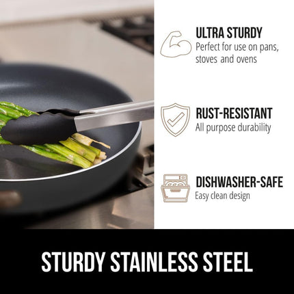 2-Pack Stainless Steel Tongs – Cooking, BBQ, Air Fryer, Silicone Tips