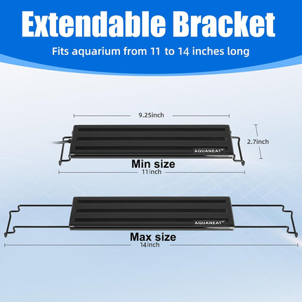12 Inch Full Spectrum LED Aquarium Light for Freshwater Fish Tanks with Extendable Brackets