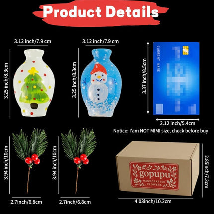 Christmas Refrigerator Magnets – Snowman, Tree & Red Berry Ceramic Decor