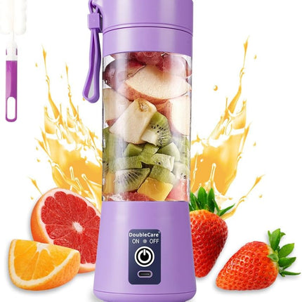 Portable USB Blender 380ml Mini Juicer Cup 6 Blades Rechargeable Smoothie Maker Purple