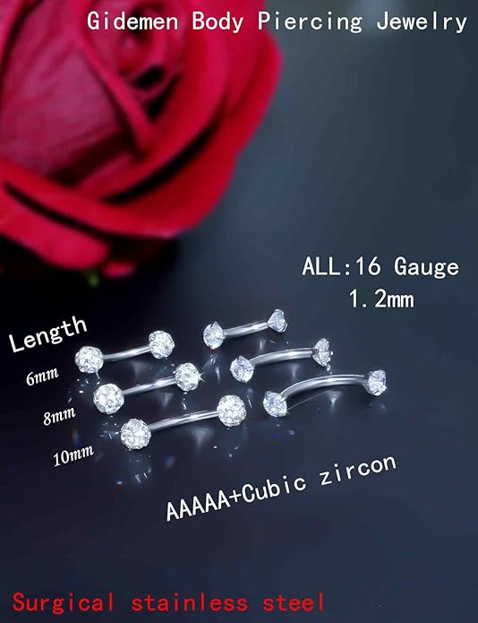 16G Eyebrow Piercing Jewelry – Surgical Steel Gold Curved Barbell & Labret Lip Rings