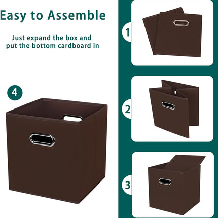 3-Pack Foldable Fabric Storage Bins with Handles – Coffee Home Organizer