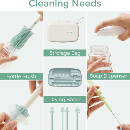 Bottle Brush Kit – 7 Pieces, Includes Silicone, Nipple, Straw Brushes & Drying Rack