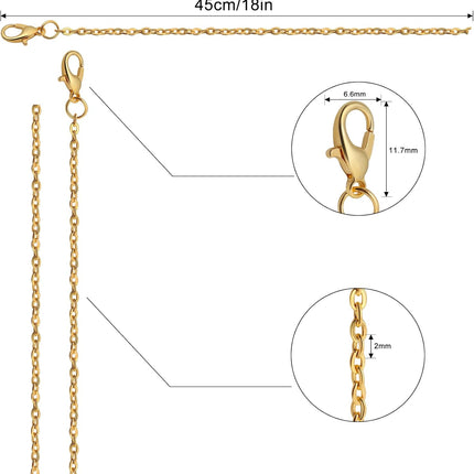 24 Pack Necklace Chains Bulk Gold Silver Plated DIY Jewelry 18 Inch Cable Link