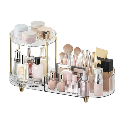 Rotating Makeup Organizer, Vanity Countertop Tray with 5 Compartments