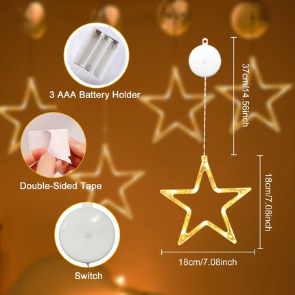3-Pack LED Star Christmas Window Lights with 10 LED Bulbs for Holiday Decor