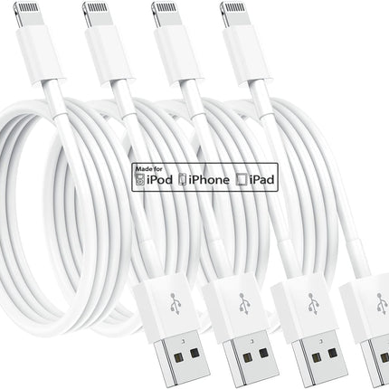 4 Pack MFi Certified Lightning Cable 6FT Fast Charger for iPhone and iPad