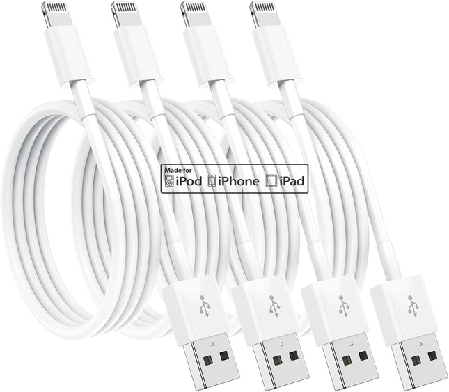 4 Pack MFi Certified Lightning Cable 6FT Fast Charger for iPhone and iPad