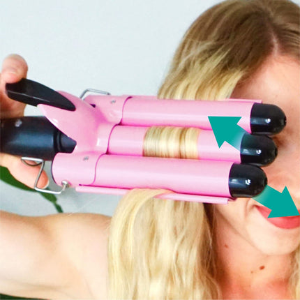 Triple Barrel Hair Waver Curling Iron with 2 Heat Settings for Women