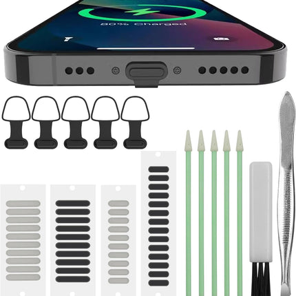 56-Piece USB-C Dust Plug & Cleaning Kit – Anti-Dust Covers, Brush & Mesh