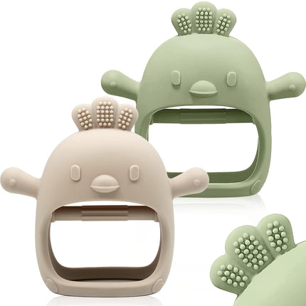 2Pack Baby Teething Mitten Silicone Teether, BPA Free Hand Chew Toy 3+ Months