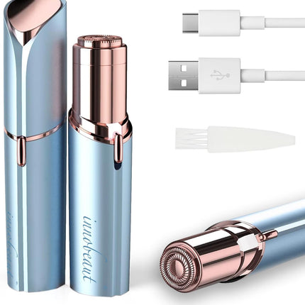 Electric Facial Hair Remover Women USB Rechargeable Painless Face Trimmer Blue