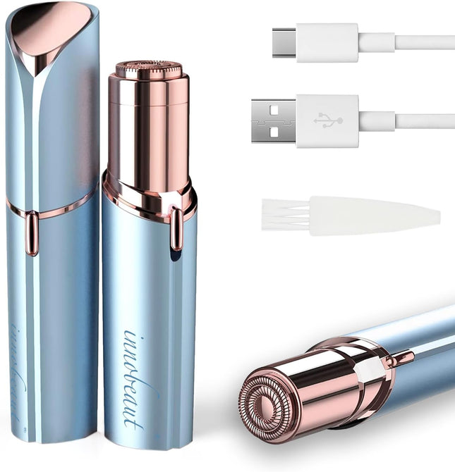 Electric Facial Hair Remover Women USB Rechargeable Painless Face Trimmer Blue