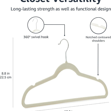 30 Pack Slim Velvet Non Slip Clothes Hangers Ivory Beige Space Saving Closet