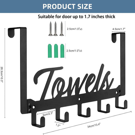 5-Hook Over Door Rack – Towel & Coat Holder for Bathroom, Bedroom, Kitchen