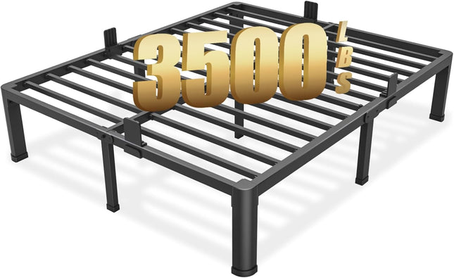 Queen Metal Bed Frame 14 Inch Heavy Duty Platform with Steel Slats No Box Spring Needed