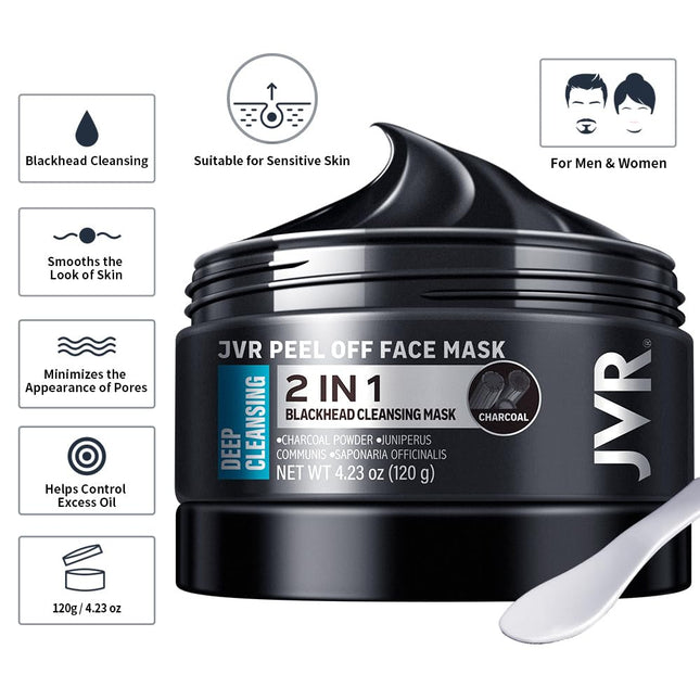 Charcoal Peel Off Face Mask for Men for Blackhead Removal and Deep Cleansing
