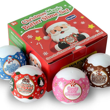 4PCS Holiday Slime Kit – Stocking Stuffers & Classroom Rewards for Kids