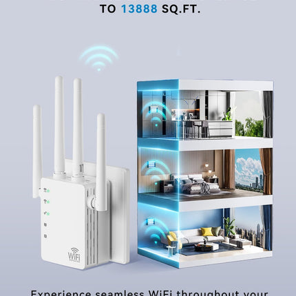 WiFi Signal Booster 2025 – Dual Band, Up to 13,888 sq. ft, Home & Outdoor