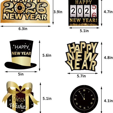 New Year 2026 Party Decorations Banner Glasses Balloons Hanging Swirls
