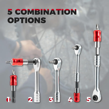 14-in-1 Bike Tool Kit, Portable Ratchet Wrench with 10 Bits & 2 Tire Levers