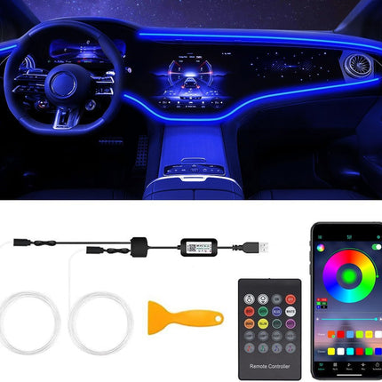 Interior Car LED Strip Lights – RGB 2-in-1, Wireless APP & Remote, Music Mode