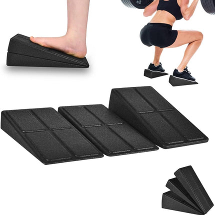 3Pcs Squat Wedge Slant Board 12x6.3" Adjustable Calf Foot Stretcher with Bag