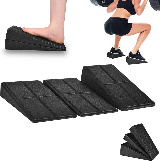 3Pcs Squat Wedge Slant Board 12x6.3" Adjustable Calf Foot Stretcher with Bag