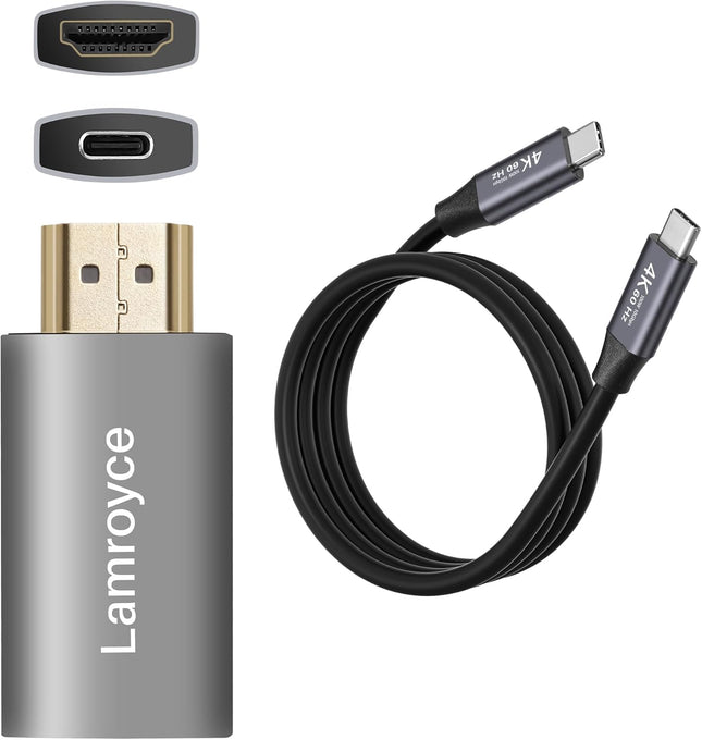 4K USB-C to HDMI Adapter – Uni-Directional, PD100W, 4FT Cable Included