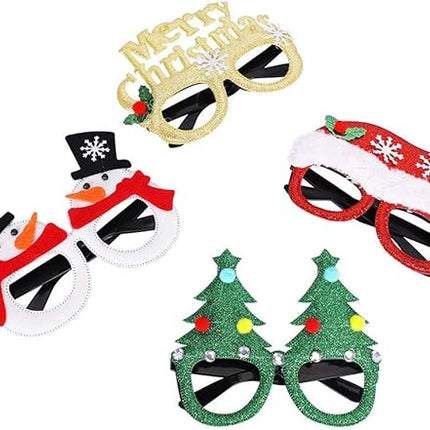 12PCS Glitter Christmas Party Glasses Frames Holiday Costume Accessories