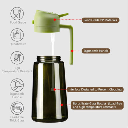 Olive Oil Dispenser 16oz – Glass Oil Sprayer for Cooking, Salad & BBQ